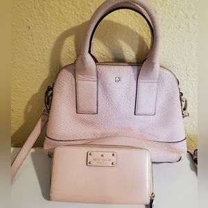 Kate Spade Southport Avenue Jenny Pink Pebbled Leather Shoulder Bag and wallet